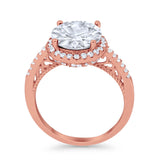 Halo Art Deco Wedding Engagement Bridal Ring Round Simulated Cubic Zirconia 925 Sterling Silver