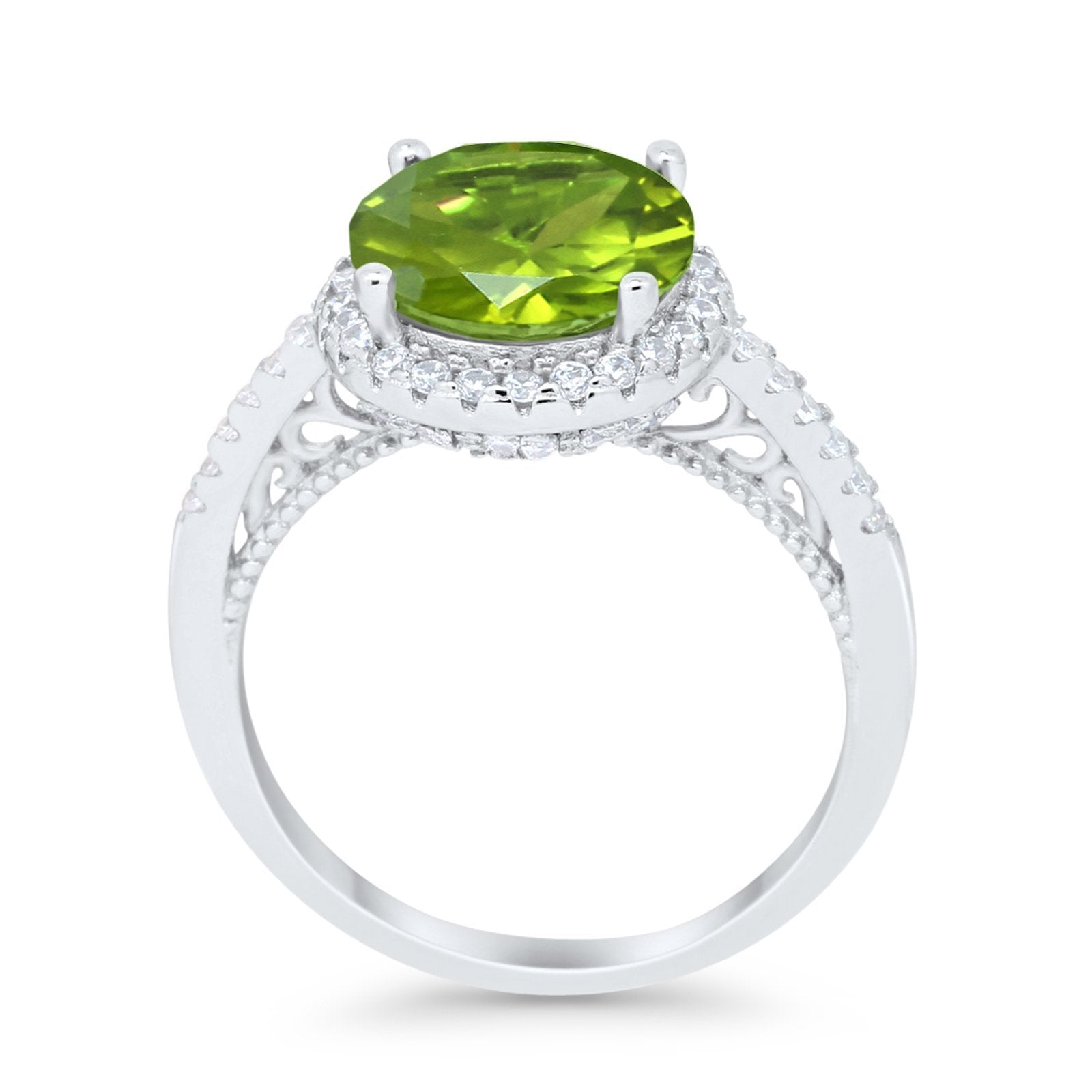 Halo Art Deco Wedding Engagement Bridal Ring Round Simulated Cubic Zirconia 925 Sterling Silver