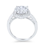 Halo Art Deco Wedding Engagement Bridal Ring Round Simulated Cubic Zirconia 925 Sterling Silver
