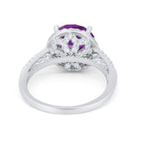 Halo Art Deco Wedding Engagement Bridal Ring Round Simulated Cubic Zirconia 925 Sterling Silver