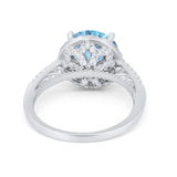 Halo Art Deco Wedding Engagement Bridal Ring Round Simulated Cubic Zirconia 925 Sterling Silver