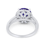 Halo Art Deco Wedding Engagement Bridal Ring Round Simulated Cubic Zirconia 925 Sterling Silver