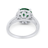 Halo Art Deco Wedding Engagement Bridal Ring Round Simulated Cubic Zirconia 925 Sterling Silver