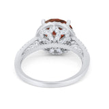 Halo Art Deco Wedding Engagement Bridal Ring Round Simulated Cubic Zirconia 925 Sterling Silver