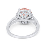 Halo Art Deco Wedding Engagement Bridal Ring Round Simulated Cubic Zirconia 925 Sterling Silver