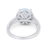 Halo Art Deco Wedding Engagement Bridal Ring Round Simulated Cubic Zirconia 925 Sterling Silver