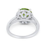 Halo Art Deco Wedding Engagement Bridal Ring Round Simulated Cubic Zirconia 925 Sterling Silver