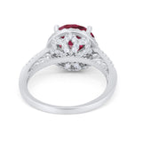 Halo Art Deco Wedding Engagement Bridal Ring Round Simulated Cubic Zirconia 925 Sterling Silver