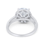 Halo Art Deco Wedding Engagement Bridal Ring Round Simulated Cubic Zirconia 925 Sterling Silver