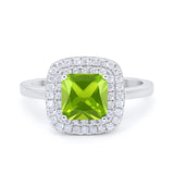 Solitiare Double Halo Wedding Ring Princess Cut Simulated Round Cubic Zirconia 925 Sterling Silver