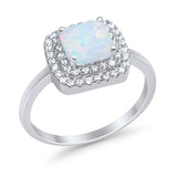 Solitiare Double Halo Wedding Ring Princess Cut Simulated Round Cubic Zirconia 925 Sterling Silver