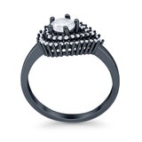 Sideways Teardrop Wedding Engagement Bridal Ring Round Simulated Cubic Zirconia 925 Sterling Silver