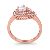 Sideways Teardrop Wedding Engagement Bridal Ring Round Simulated Cubic Zirconia 925 Sterling Silver