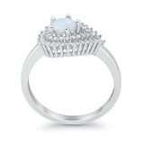 Sideways Teardrop Wedding Engagement Bridal Ring Round Simulated Cubic Zirconia 925 Sterling Silver