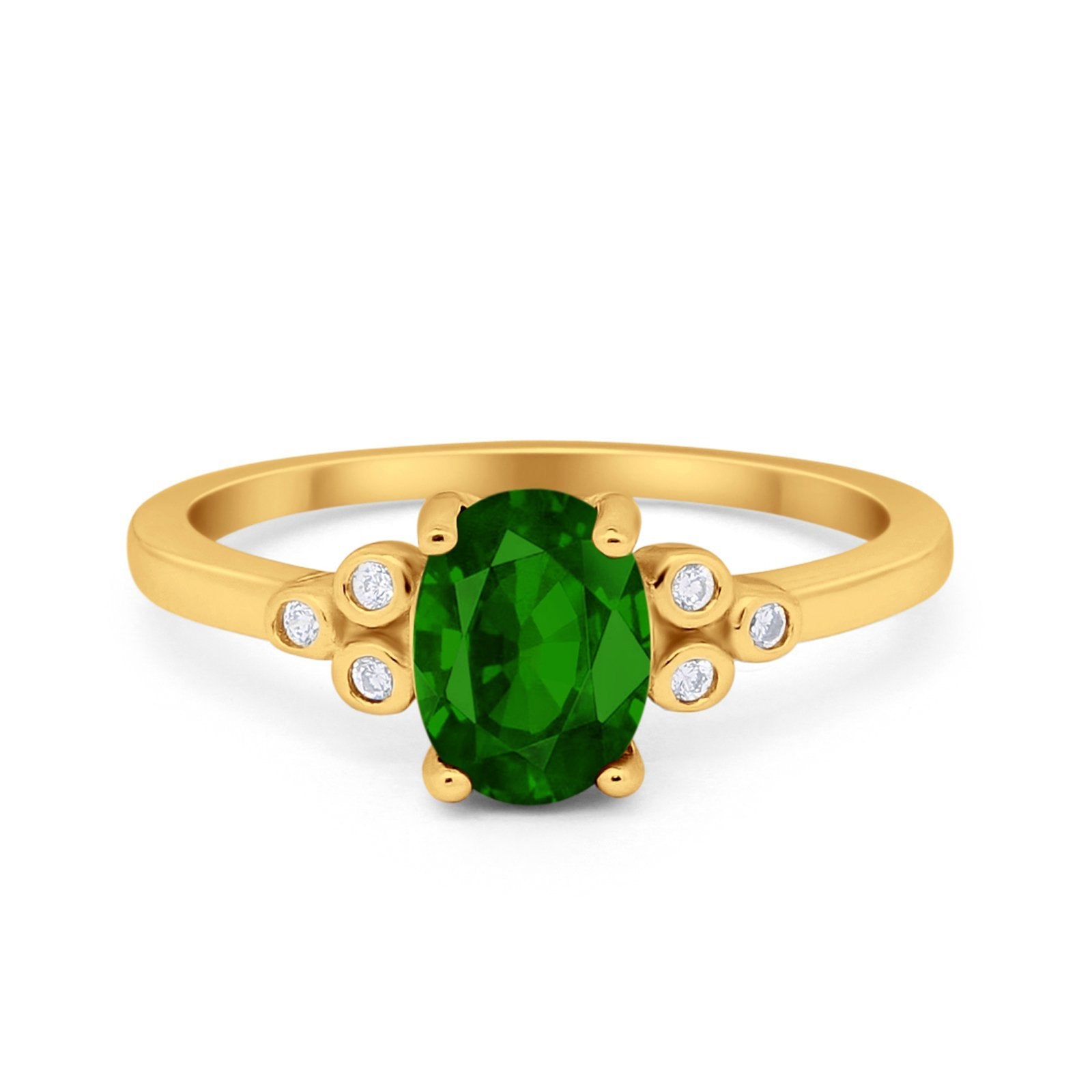 Oval Art Deco Wedding Engagement Ring Round Simulated Cubic Zirconia 925 Sterling Silver