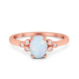 Oval Art Deco Wedding Engagement Ring Round Simulated Cubic Zirconia 925 Sterling Silver