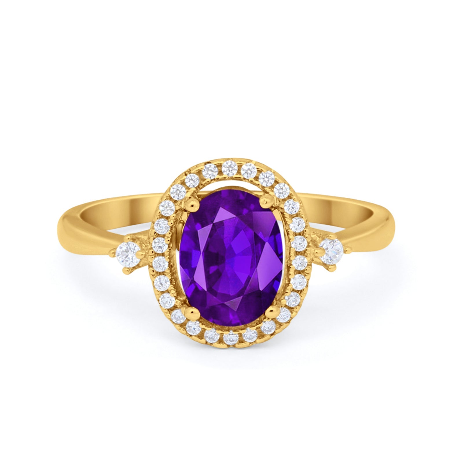 Art Deco Oval Wedding Engagement Ring Halo Round Simulated Cubic Zirconia 925 Sterling Silver