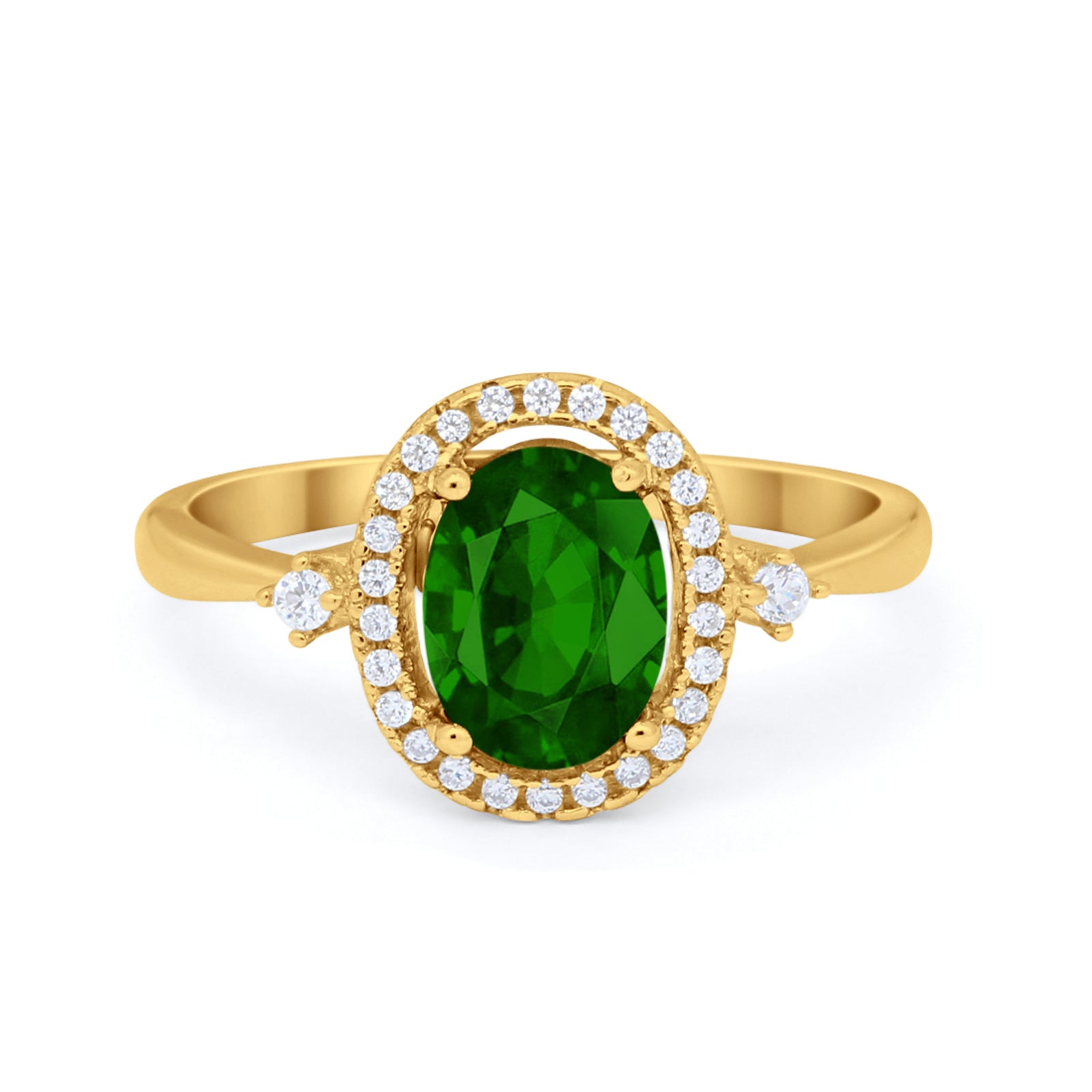 Art Deco Oval Wedding Engagement Ring Halo Round Simulated Cubic Zirconia 925 Sterling Silver