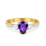 Art Deco Pear Wedding Ring Simulated Cubic Zirconia 925 Sterling Silver