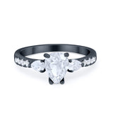 Art Deco Pear Wedding Ring Simulated Cubic Zirconia 925 Sterling Silver