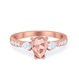 Art Deco Pear Wedding Ring Simulated Cubic Zirconia 925 Sterling Silver