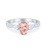 Art Deco Pear Wedding Ring Simulated Cubic Zirconia 925 Sterling Silver