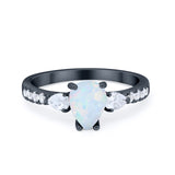 Art Deco Pear Wedding Ring Simulated Cubic Zirconia 925 Sterling Silver