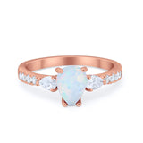 Art Deco Pear Wedding Ring Simulated Cubic Zirconia 925 Sterling Silver