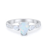 Art Deco Pear Wedding Ring Simulated Cubic Zirconia 925 Sterling Silver