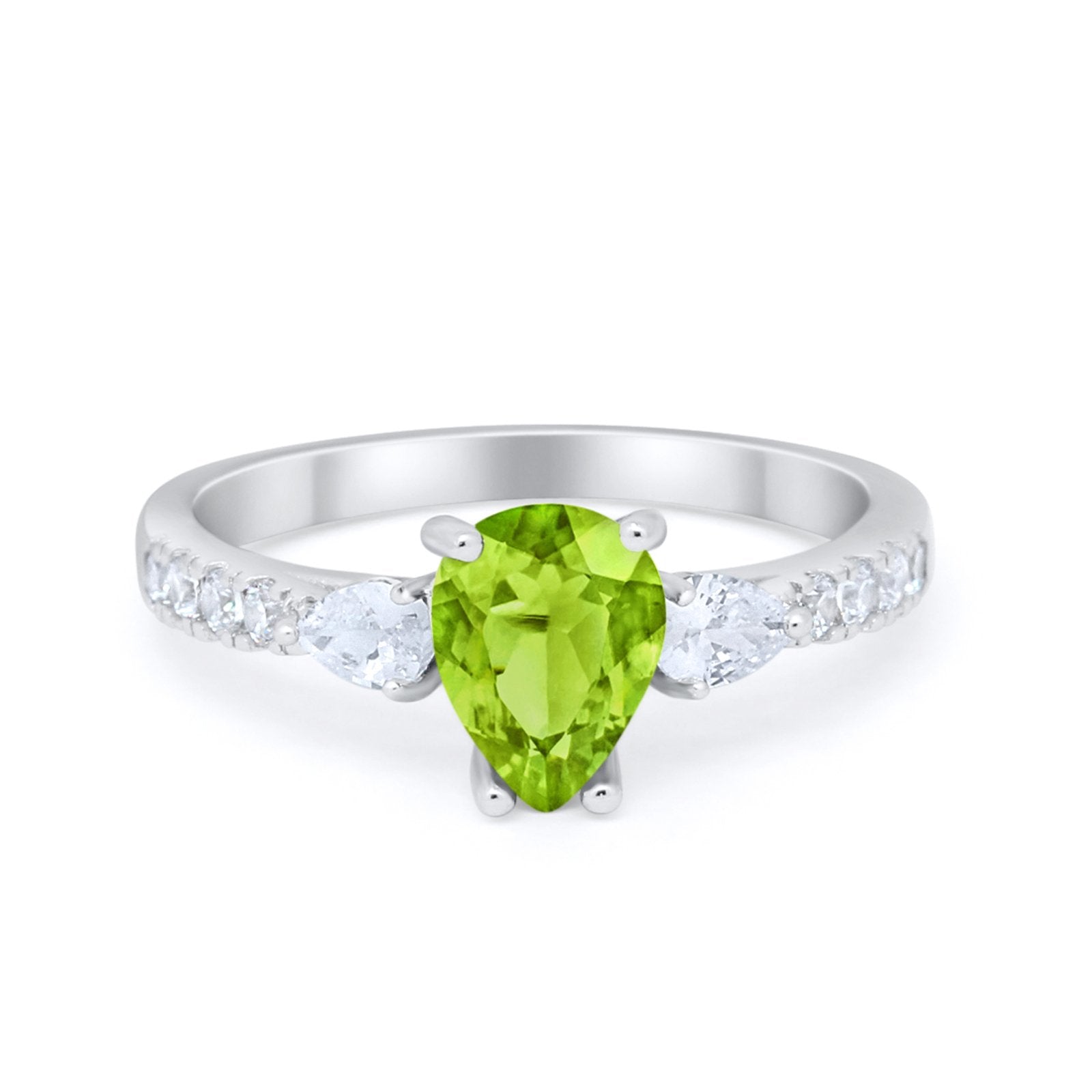 Art Deco Pear Wedding Ring Simulated Cubic Zirconia 925 Sterling Silver