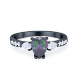 Art Deco Pear Wedding Ring Simulated Cubic Zirconia 925 Sterling Silver