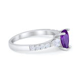 Art Deco Pear Wedding Ring Simulated Cubic Zirconia 925 Sterling Silver