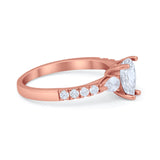 Art Deco Pear Wedding Ring Simulated Cubic Zirconia 925 Sterling Silver