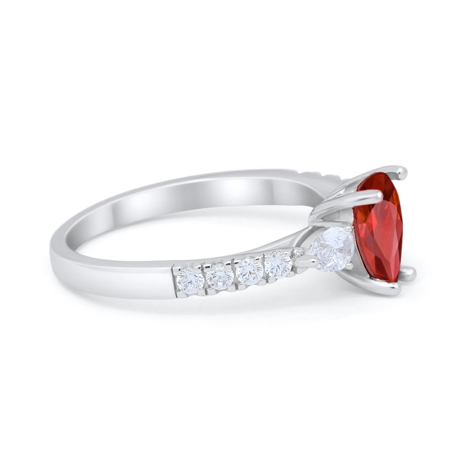 Art Deco Pear Wedding Ring Simulated Cubic Zirconia 925 Sterling Silver
