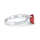 Art Deco Pear Wedding Ring Simulated Cubic Zirconia 925 Sterling Silver