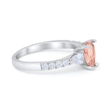 Art Deco Pear Wedding Ring Simulated Cubic Zirconia 925 Sterling Silver