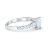 Art Deco Pear Wedding Ring Simulated Cubic Zirconia 925 Sterling Silver