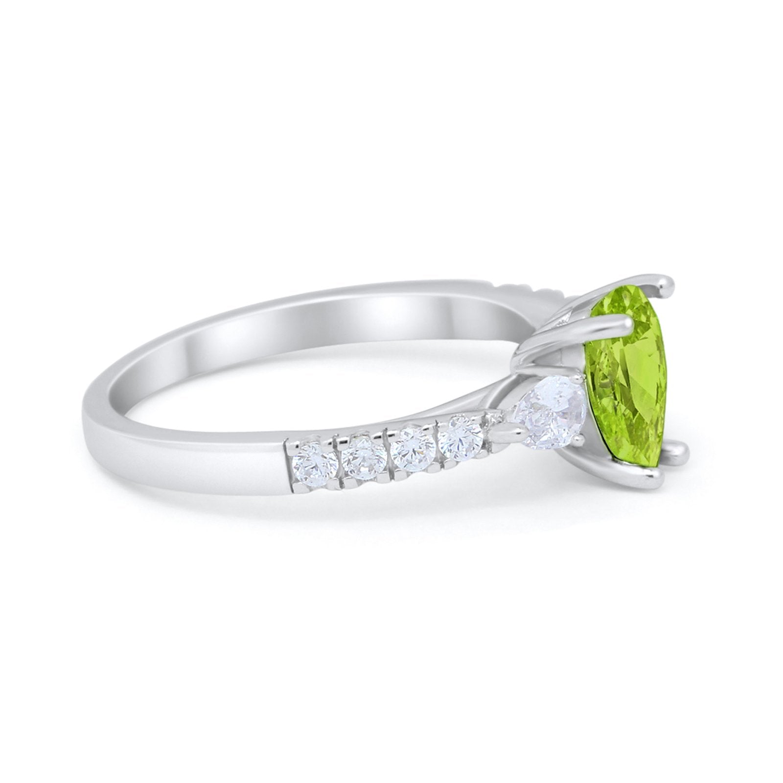 Art Deco Pear Wedding Ring Simulated Cubic Zirconia 925 Sterling Silver