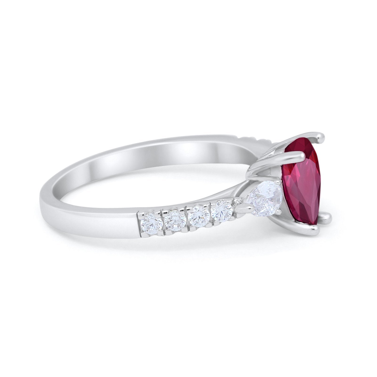 Art Deco Pear Wedding Ring Simulated Cubic Zirconia 925 Sterling Silver