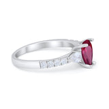 Art Deco Pear Wedding Ring Simulated Cubic Zirconia 925 Sterling Silver