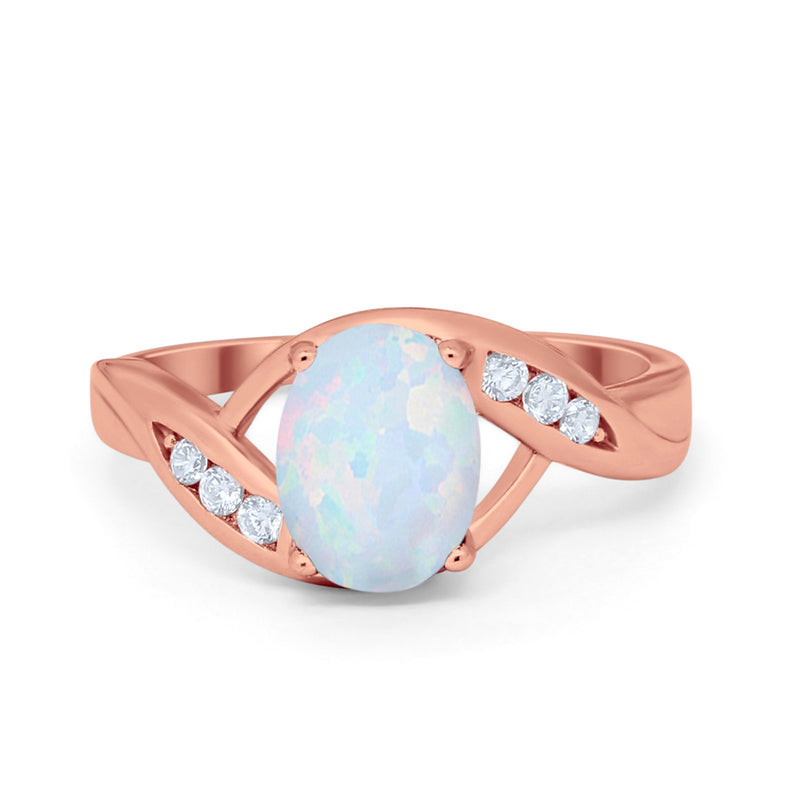 Art Deco Wedding Engagement Ring Oval Round Simulated Cubic Zirconia 925 Sterling Silver