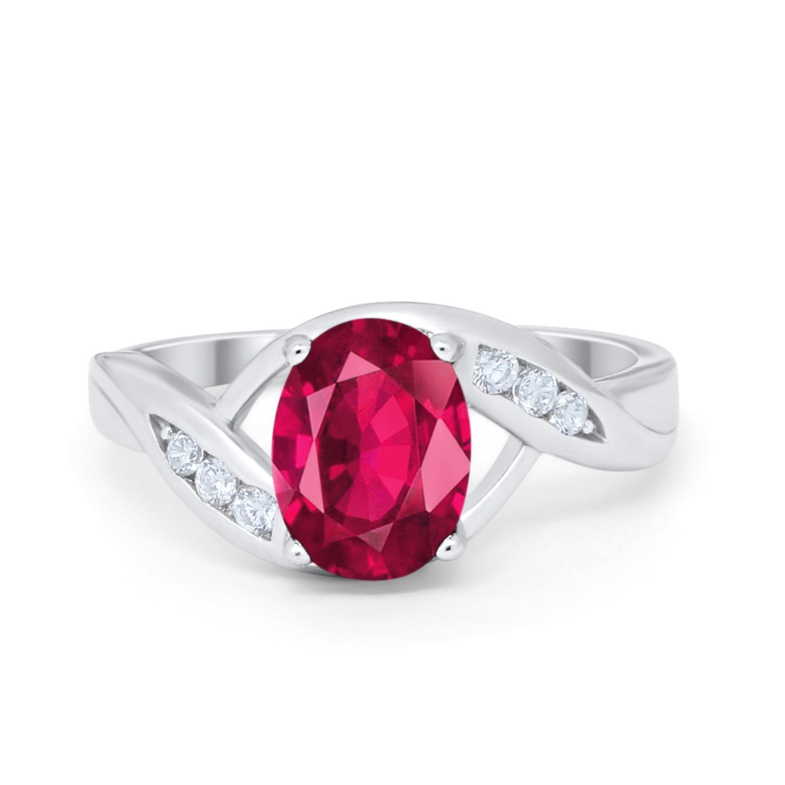 Art Deco Wedding Engagement Ring Oval Round Simulated Cubic Zirconia 925 Sterling Silver