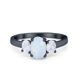 Oval Three Stone Wedding Engagement Ring Simulated Cubic Zirconia 925 Sterling Silver