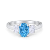 Oval Three Stone Wedding Engagement Ring Simulated Cubic Zirconia 925 Sterling Silver