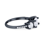 Three Stone Wedding Ring Round Simulated Cubic Zirconia 925 Sterling Silver