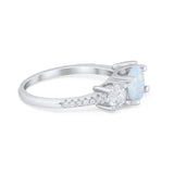 Three Stone Wedding Ring Round Simulated Cubic Zirconia 925 Sterling Silver