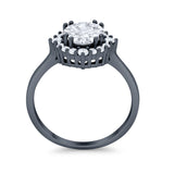 Halo Wedding Engagement Bridal Ring Round Simulated Cubic Zirconia 925 Sterling Silver