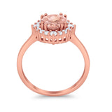 Halo Wedding Engagement Bridal Ring Round Simulated Cubic Zirconia 925 Sterling Silver