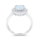 Halo Wedding Engagement Bridal Ring Round Simulated Cubic Zirconia 925 Sterling Silver