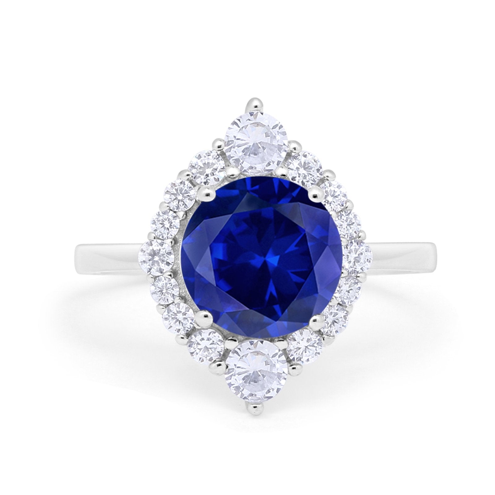 Fancy Design Art Deco Wedding Engagement Ring Round Cubic Zirconia 925 Sterling Silver